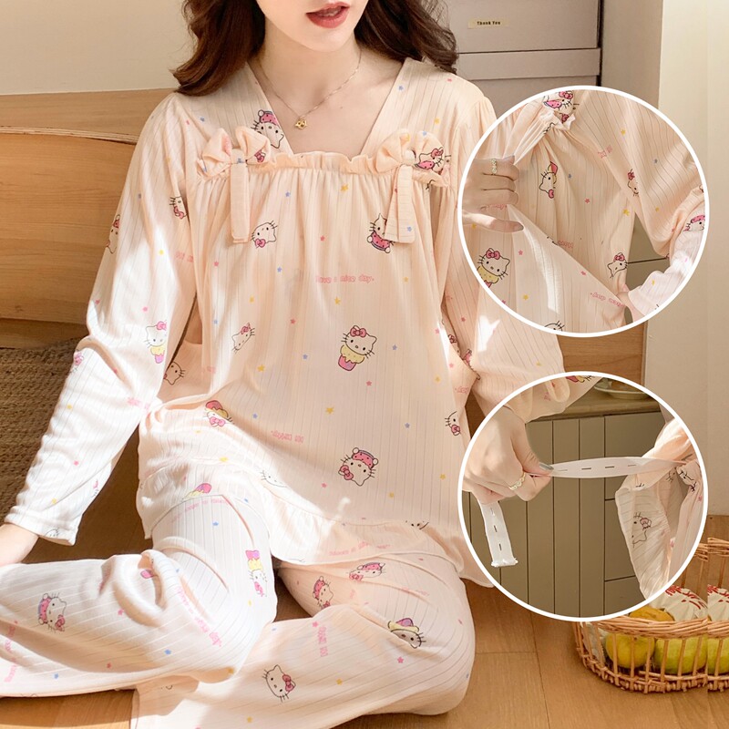 长袖产妇月子服孕妇哺乳睡衣套装