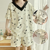 宽松胖mm300斤产后喂奶套装 莫代尔孕妇短袖 大码 薄款 哺乳睡衣夏季