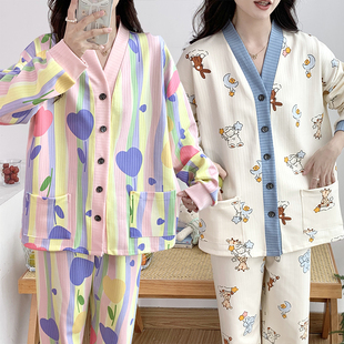 超大码300斤胖m睡衣女春秋季新款可爱学生长袖家居服两件套装夏天