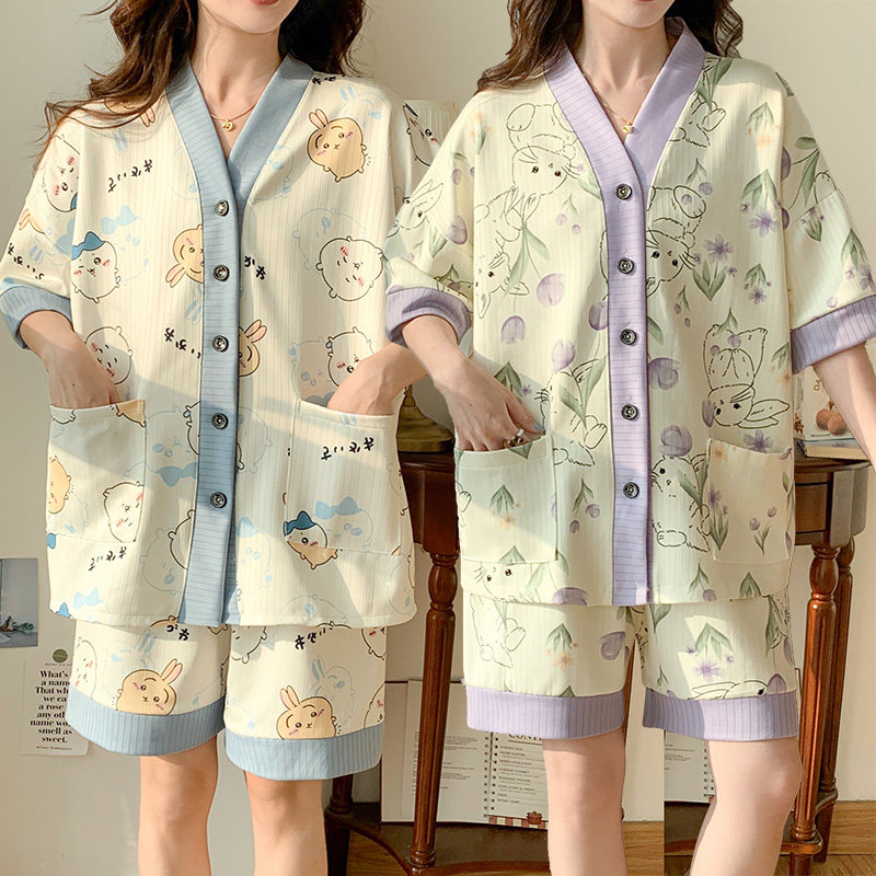 特大码300斤短袖睡衣女夏天甜美开衫宽松休闲两件套装学生家居服,女士内衣/男士内衣/家居服,睡衣/家居服套装,淘宝优惠券,粉丝福利购,淘宝优惠卷