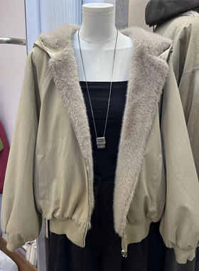 欧货加绒加厚连帽两面穿派克服外套女秋冬新款宽松休闲保暖上衣潮