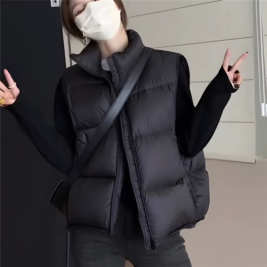 短款立领宽松百搭羽绒马甲背心潮