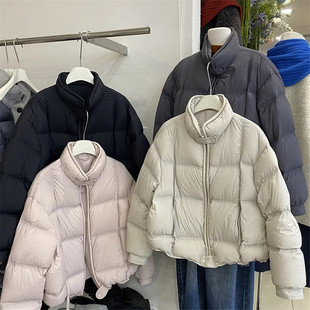 欧货短款立领云朵泡芙羽绒服女冬季新款宽松保暖白鸭绒面包服外套