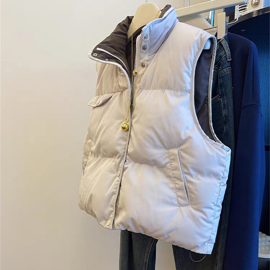 两面穿宽松休闲羽绒棉马甲背心潮