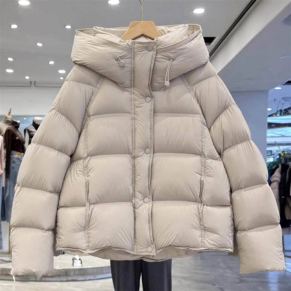 短款连帽龟背泡芙保暖羽绒服外套