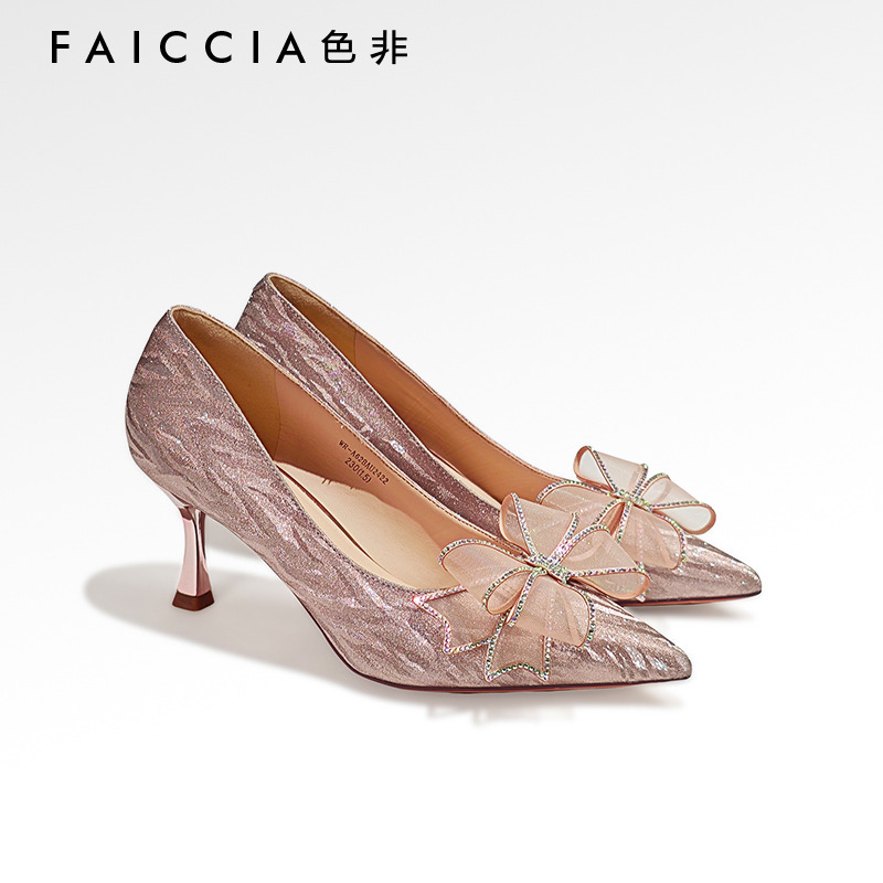 婚鞋高跟鞋Faiccia/色非单鞋尖头