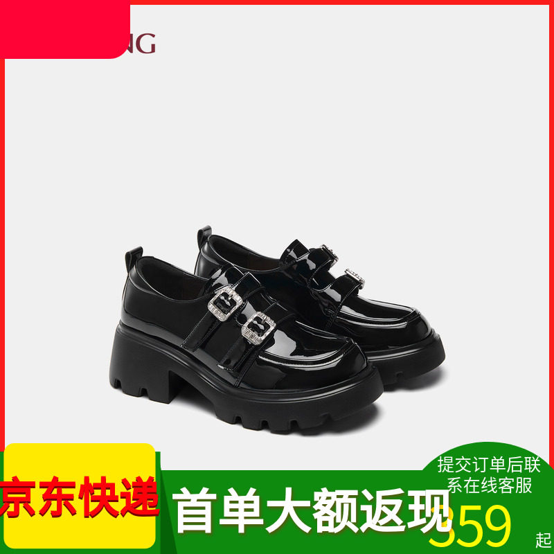 奥康商场同款女鞋乐福鞋单鞋增高