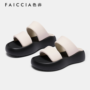 色非2023夏季新款舒适百搭休闲厚底拖鞋凉拖鞋女B616E