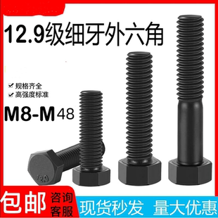 12.9级细牙外六角螺丝细丝细扣幼牙幼齿螺栓M8M10M12M14M16m20m24