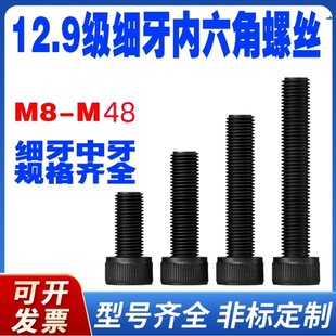 螺栓 12.9级细牙内六角螺丝 幼牙内六角螺钉 M20M24 M8M10M12M14