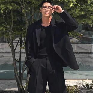 外套商务休闲通勤正装 高级感修身 西服 男美式 欧货垫肩平驳领小西装