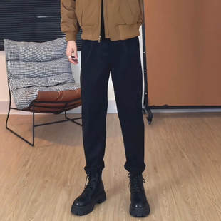 搭配马丁靴 男免烫无痕九分裤 裤 子哈伦工装 潮 法式 西装 束脚西裤