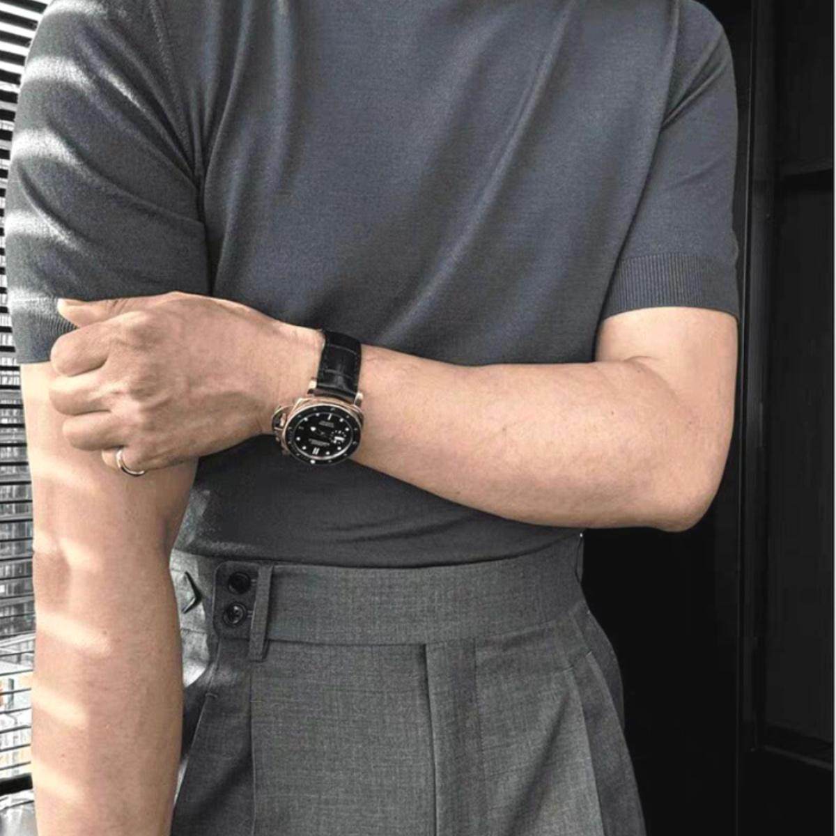 半高领针织衫硬汉风紧身弹力短袖