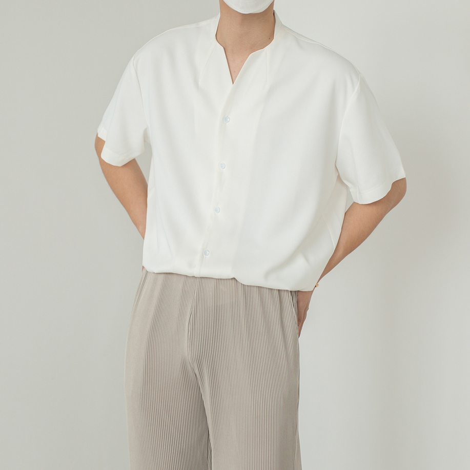 v领衬衫高级感宽松短袖凉薄免烫