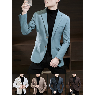 免烫西装 单西便服职业正装 绅士薄外套 垫肩小西服男高级感修身 法式