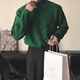 绿色包芯纱针织衫 卫衣中领内搭软糯羊毛衫 男氛围感半高领修身 长袖