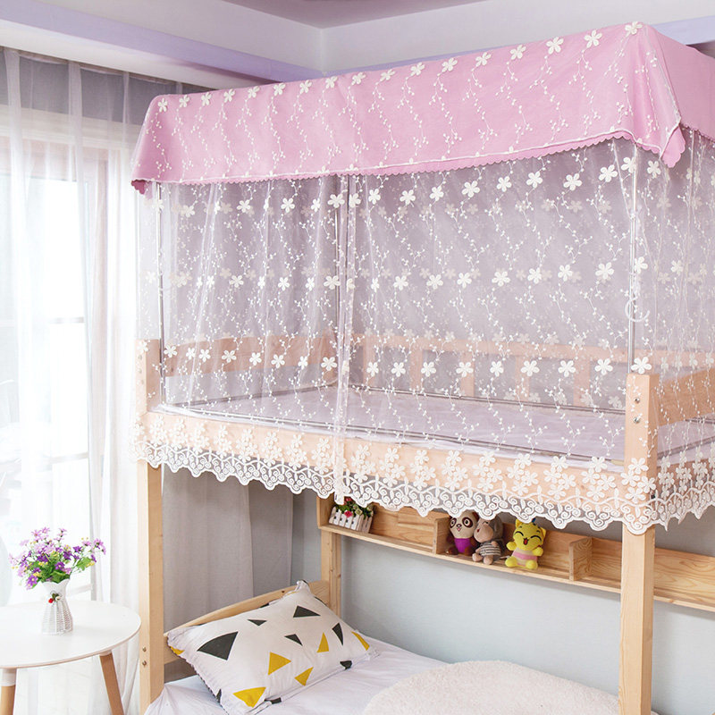 学生宿舍床帘上铺下铺寝室唯美公主风纱帘双层帘子遮光帘淑女床幔