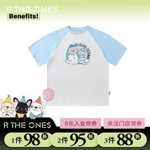 RTHEONES雪人拼袖T恤撞色短袖夏季2025百搭潮流短袖
