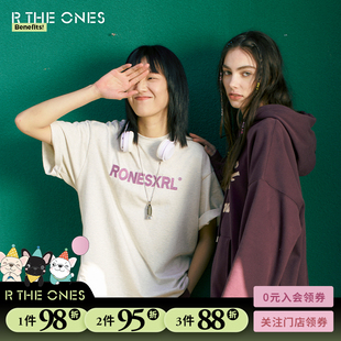 【余佳运同款】RTHEONES潮牌XRL字母刺绣短袖纯棉情侣宽松T恤