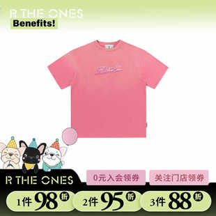 RTHEONES国潮渐变短袖T恤男女美式街头休闲体恤夏季五分半袖