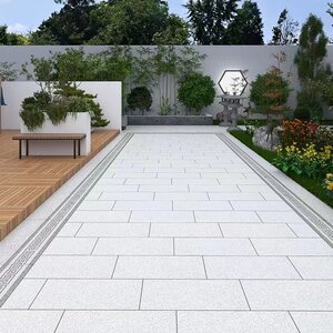 别墅庭院车库地铺砖仿花岗岩pc瓷砖200*400*18石英砖户外广场砖