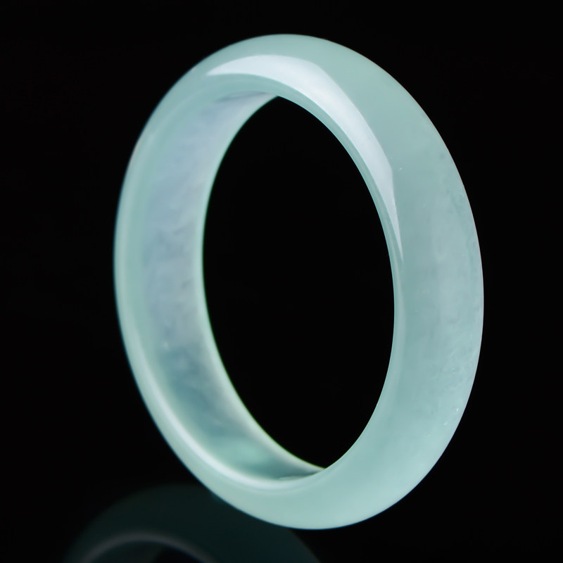 玉翡缘玉器缅甸新坑翡翠玉镯 冰种飘花玉手镯 翡翠玉镯子