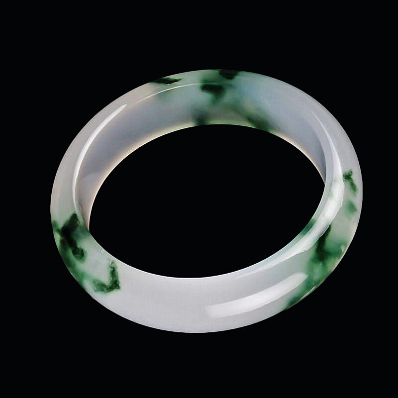 【馨玉缘玉器】 A级飘花玉手镯 玉镯子 女款翡翠色手镯