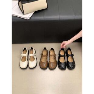 2026新款 百搭厚底单鞋 女圆头小皮鞋 英伦风一字带玛丽珍鞋