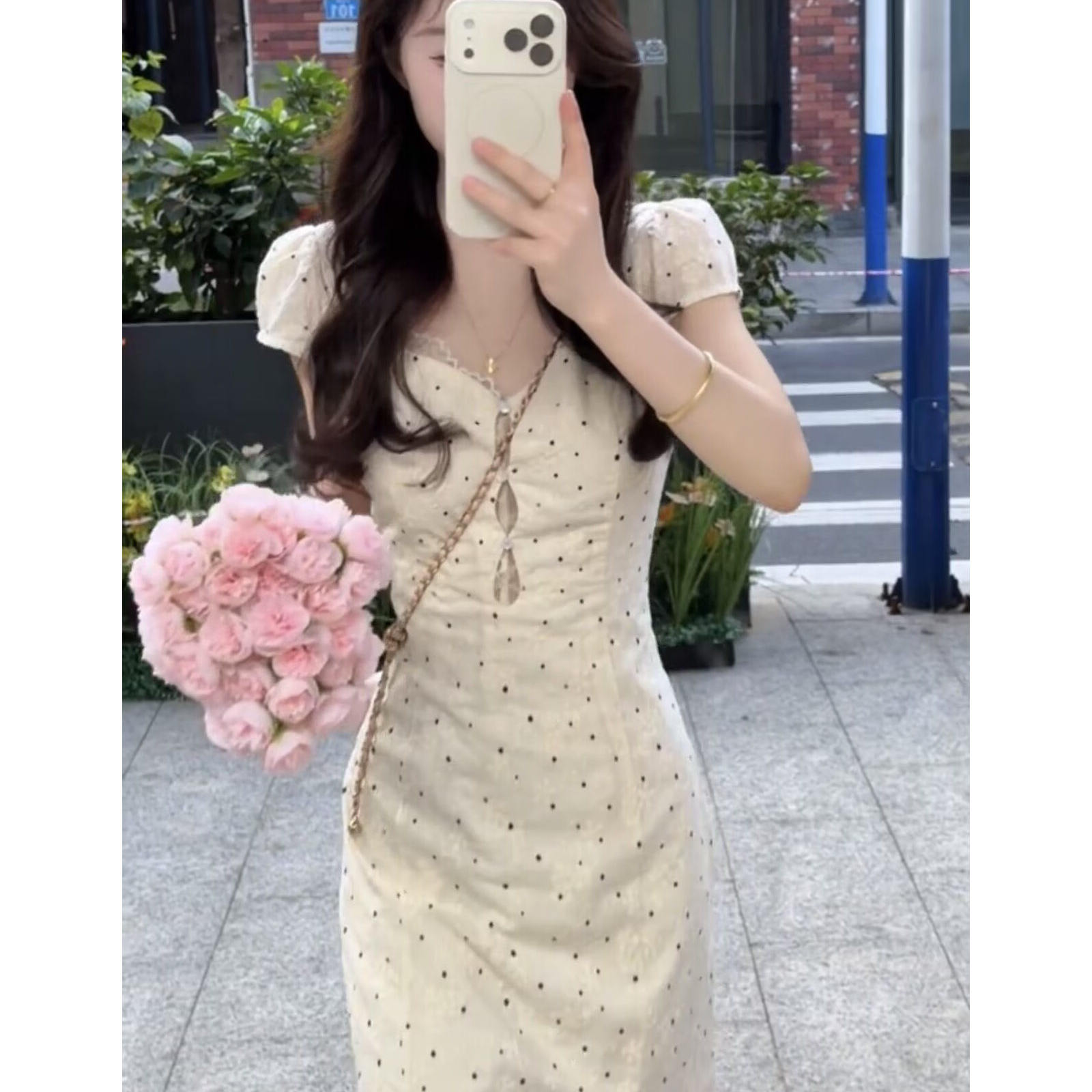 2026巨好看方领洋装女花