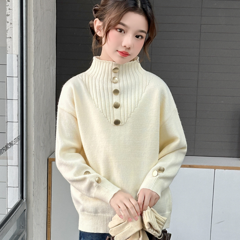 女童毛衣2025秋冬新款儿童针织打底衫半高领一体绒外穿内搭毛线衣