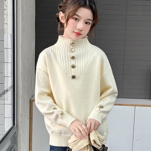 女童毛衣2025秋冬新款儿童针织打底衫半高领一体绒外穿内搭毛线衣