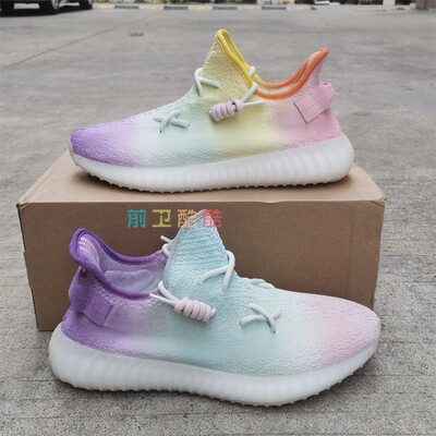 INS手绘定制YEEZY侃爷椰子鞋350v2糖果色渐变彩绘改色diy涂鸦改造