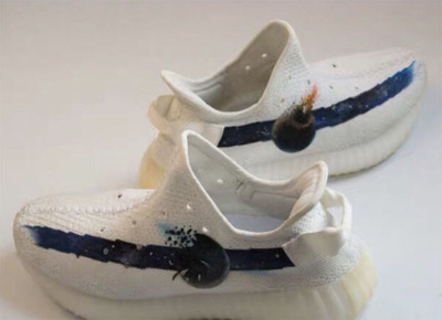 DIY涂鸦定制Yeezy白椰子鞋350v2手绘宇宙大爆炸彩绘板鞋af1改造