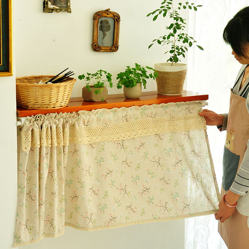 遮挡帘棉麻柜子美式防尘短帘田园