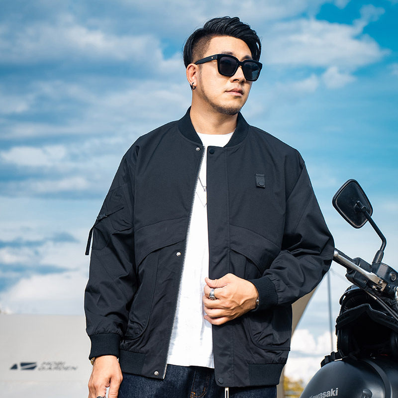 200斤4X特大码男装胖子秋冬美式休闲外套男宽松大肚子棒球领夹克