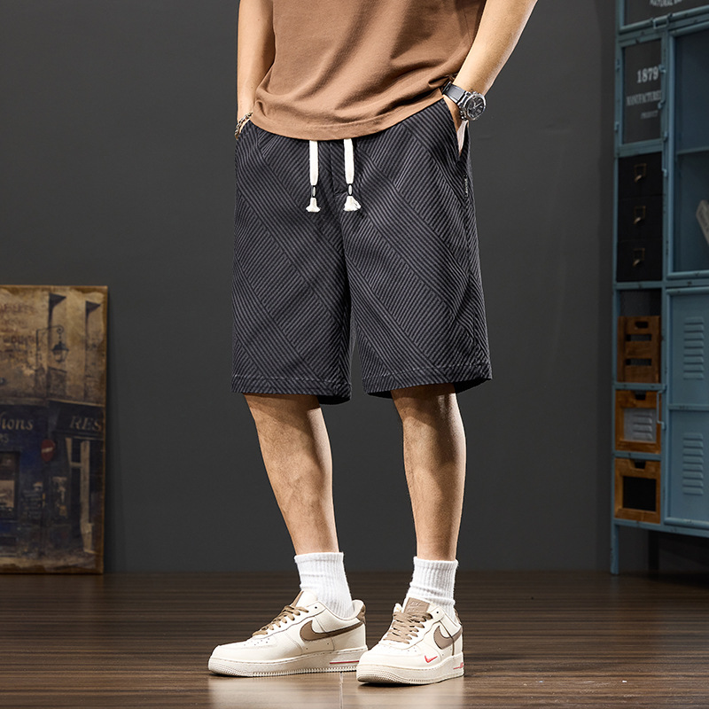 300斤特大码条纹速干短裤宽松