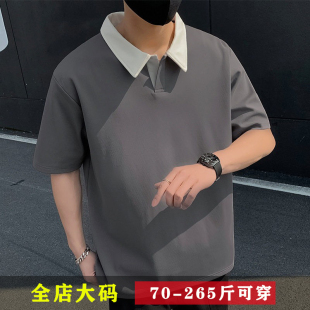 男装 POLO衫 肥佬胖子翻领T恤男士 加肥加大拼色半袖 薄 短袖 8X特大码