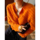 慵懒风软糯橘色针织毛衣女 氛围感拉毛羊绒开衫 1st编辑店 法式