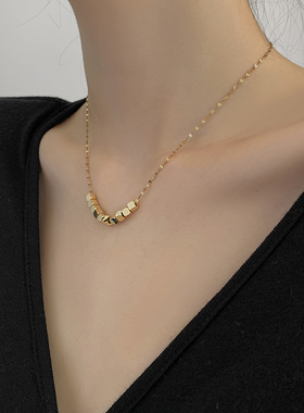 轻奢小众钛钢方块长款百搭毛衣链