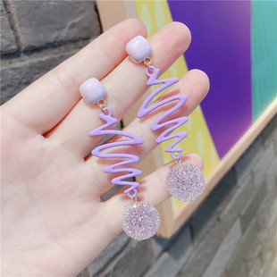 時(shí)尚 s925銀針韓版 耳飾品銀針氣質(zhì)紫色糖霜小球女耳釘耳環(huán)日韓現(xiàn)貨