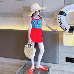 大童女孩网红吊带游泳衣 儿童洋气高颜值泳装 女童泳衣夏季 2026新款