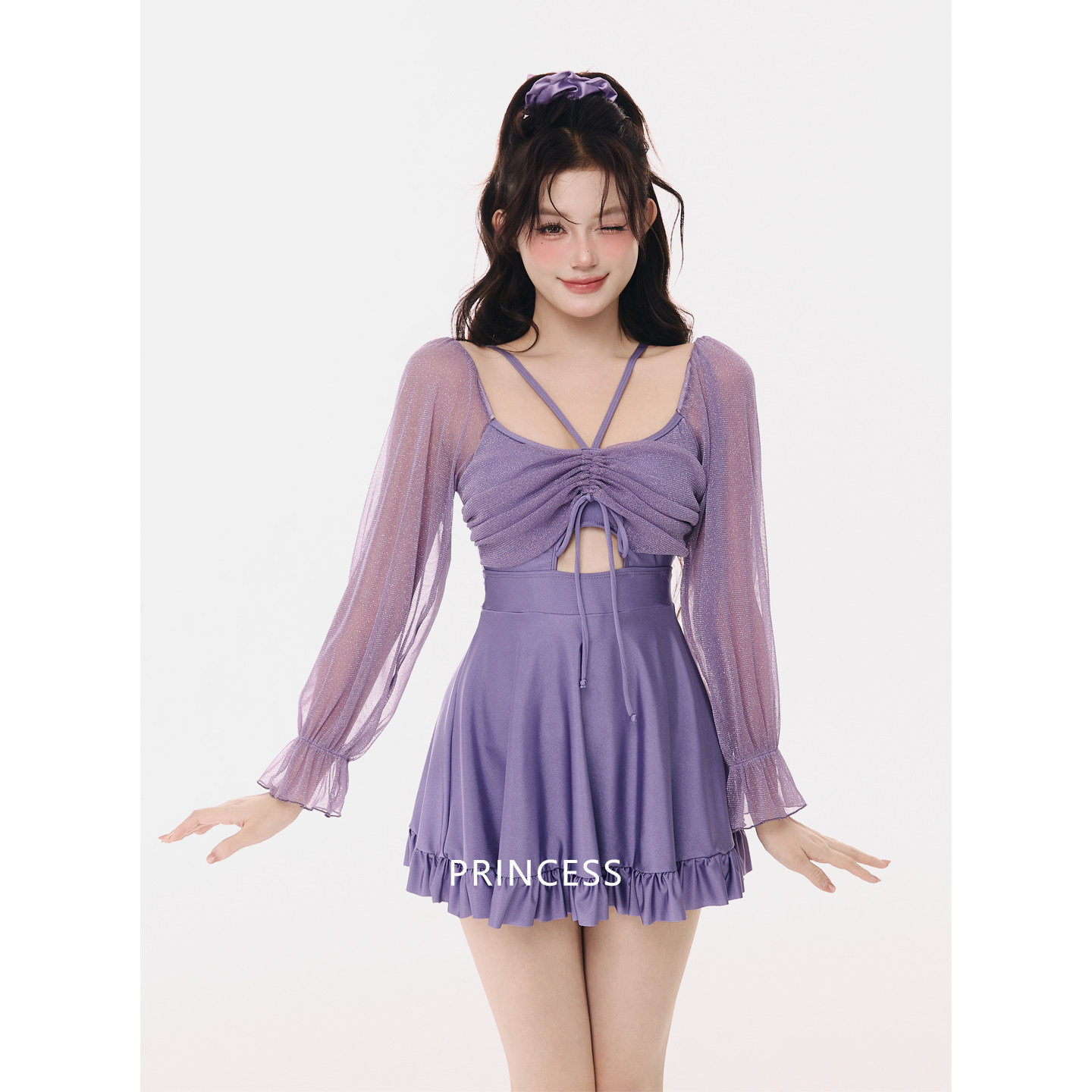 在逃公主连体泳衣女款泡温泉高级感2026新款海边度假连体保守裙式