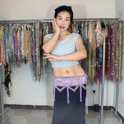 专业舞者推荐！小妍家肚皮舞新款腰链12号钻满钻网臀巾奢华舞台风