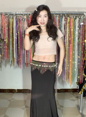 小妍家肚皮舞新款腰链12号钻珍爱流苏腰巾珍珠配饰名师同款初学者