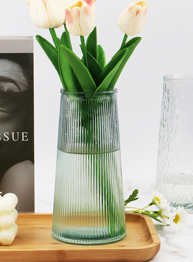 欧式玻璃花瓶ins风创意插花水养干花鲜花大口径透明花瓶客厅摆件
