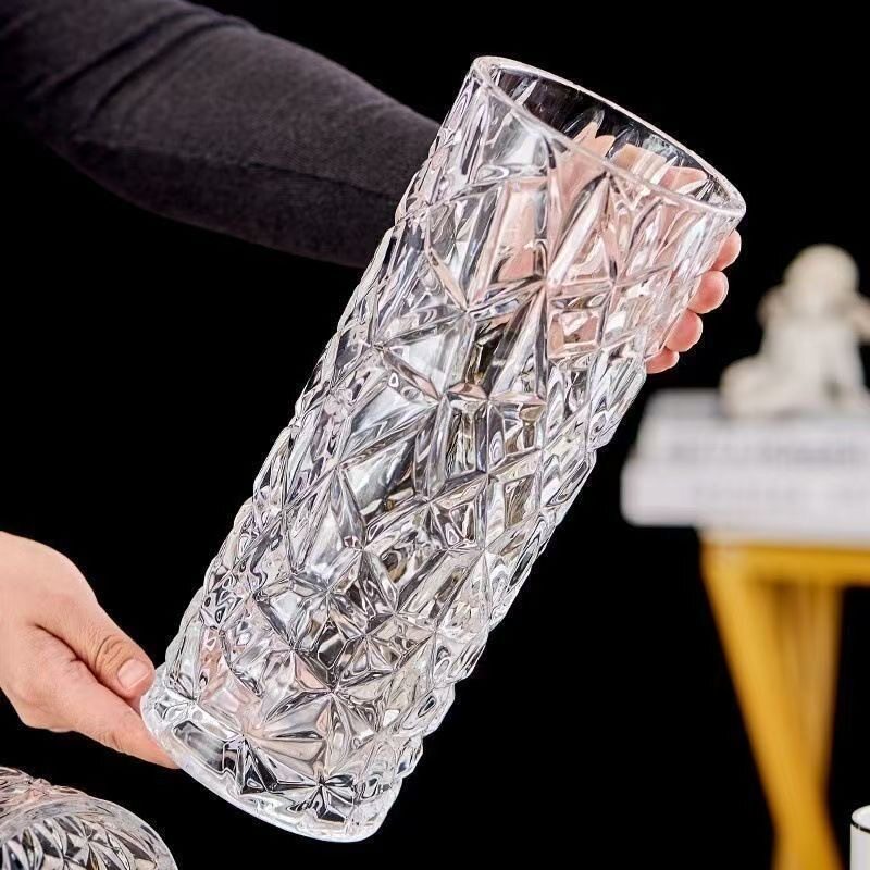 大号加厚玻璃花瓶透明水养富贵竹玫瑰百合干花插花北欧风客厅摆件