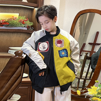 男童贴布刺绣潮牌棉衣外套