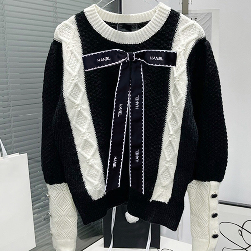 龙心少女同款蝴蝶结胸针缎面丝带 vintage中古双c刺绣小香风发带