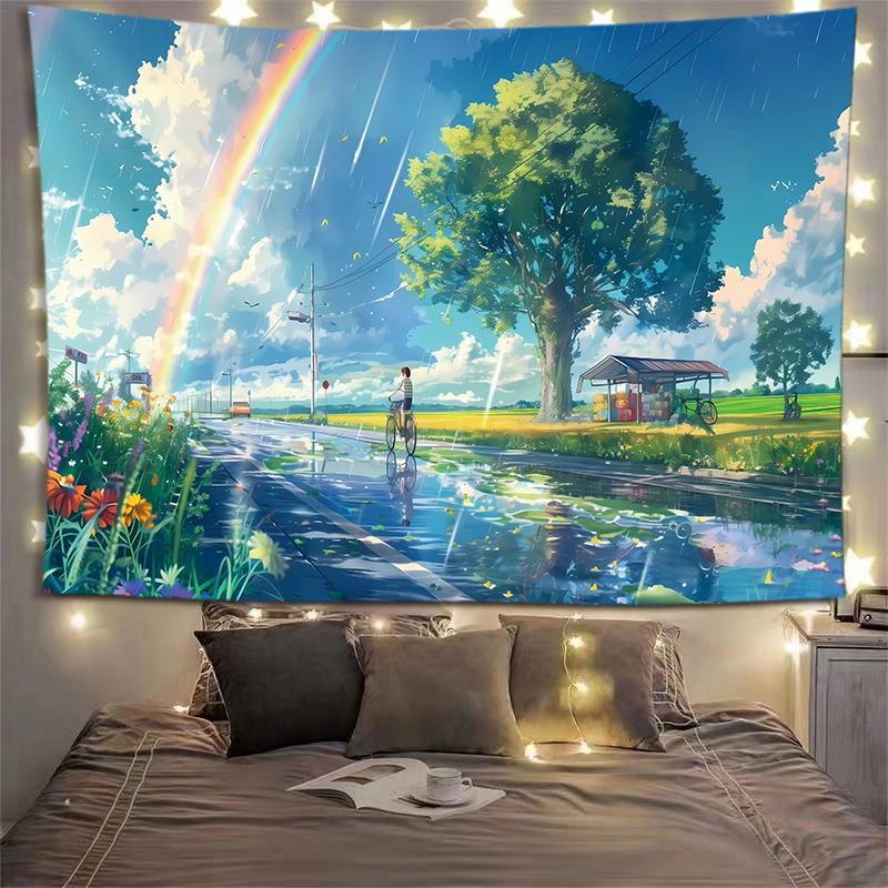 云邊有個小賣部背景布掛布墻布