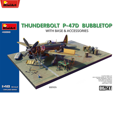 MINIART 1/48 P-47D奶瓶 战斗机带场景底座及配件 48018